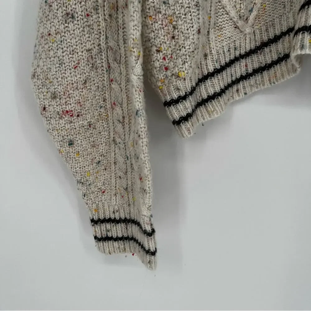 John + Jenn Speckled Cable Knit Sweater Cream - Size L